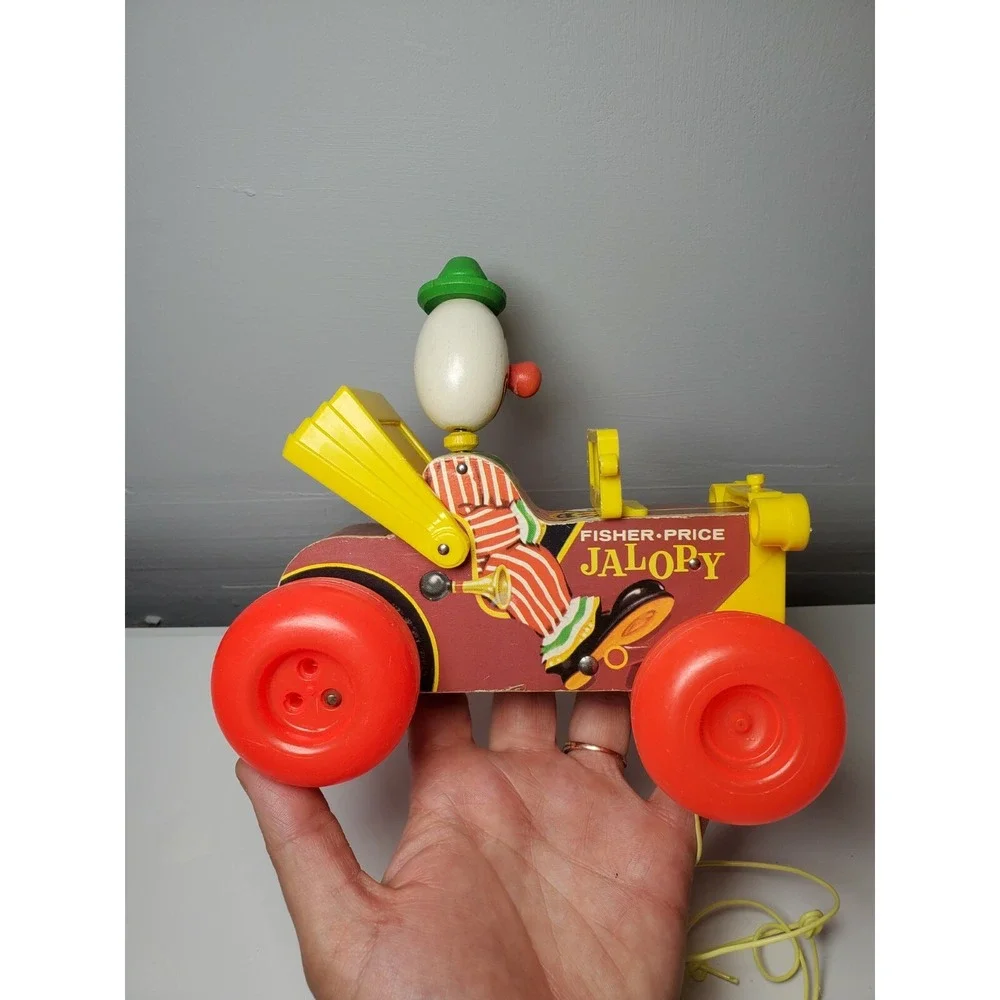 Vintage Fisher Price Clown Jalopy Car 724 Noise Kids‎ Toy Baby Fun